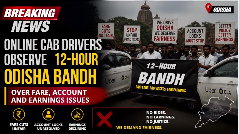 Online Cab Drivers Observe 12-Hour Odisha Bandh Over Fare, Account and Earnings Issues